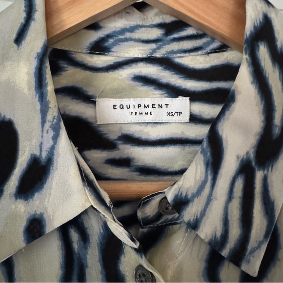 Equipment Silk Button Down Marshmallow Abstract Leopard Print Button-Up Shirt - Picture 3 of 9